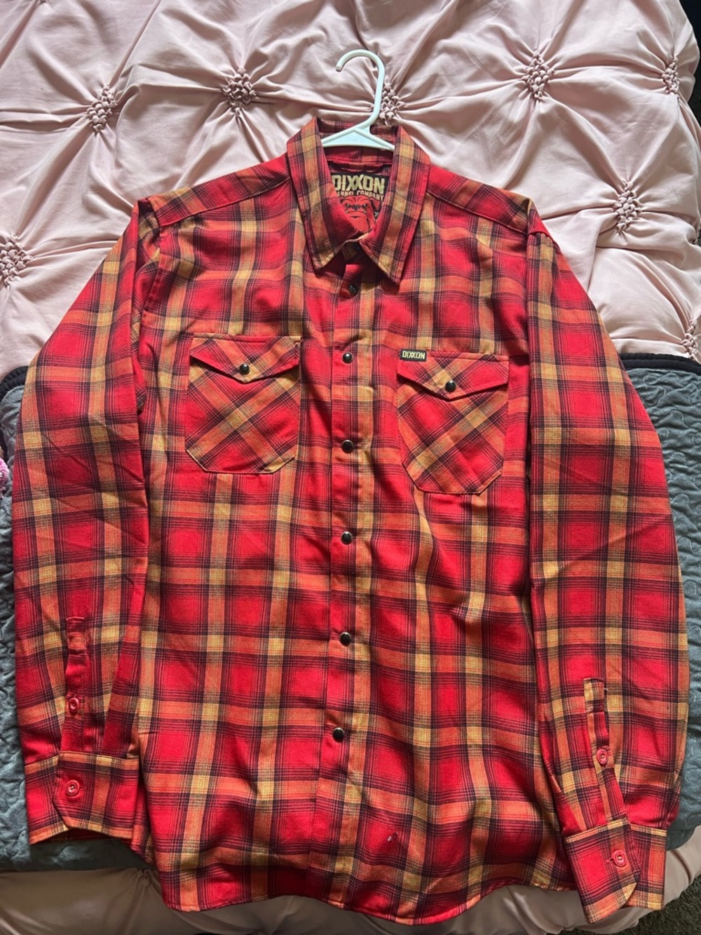 DIXXON Flannel XL Red and Yellow Plaid Button-Down Work Shirt